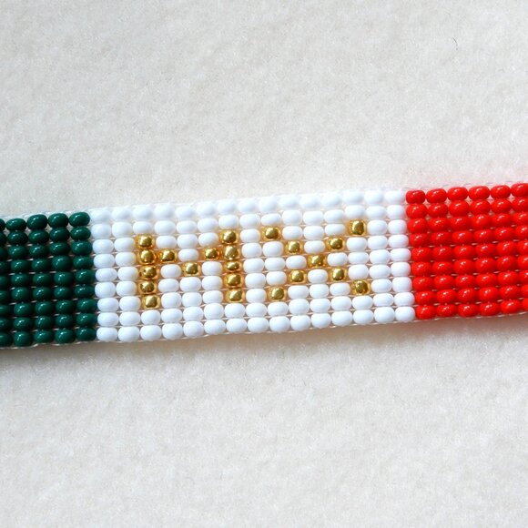 Mexico Mexican flag bead bracelet, adjustable length, handmade - Picture 3 of 6